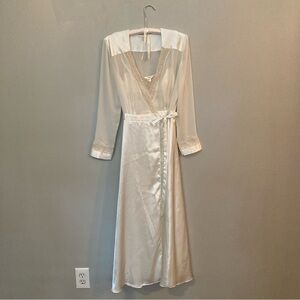 Flora Ivory Satin Midi Robe & Slip Dress